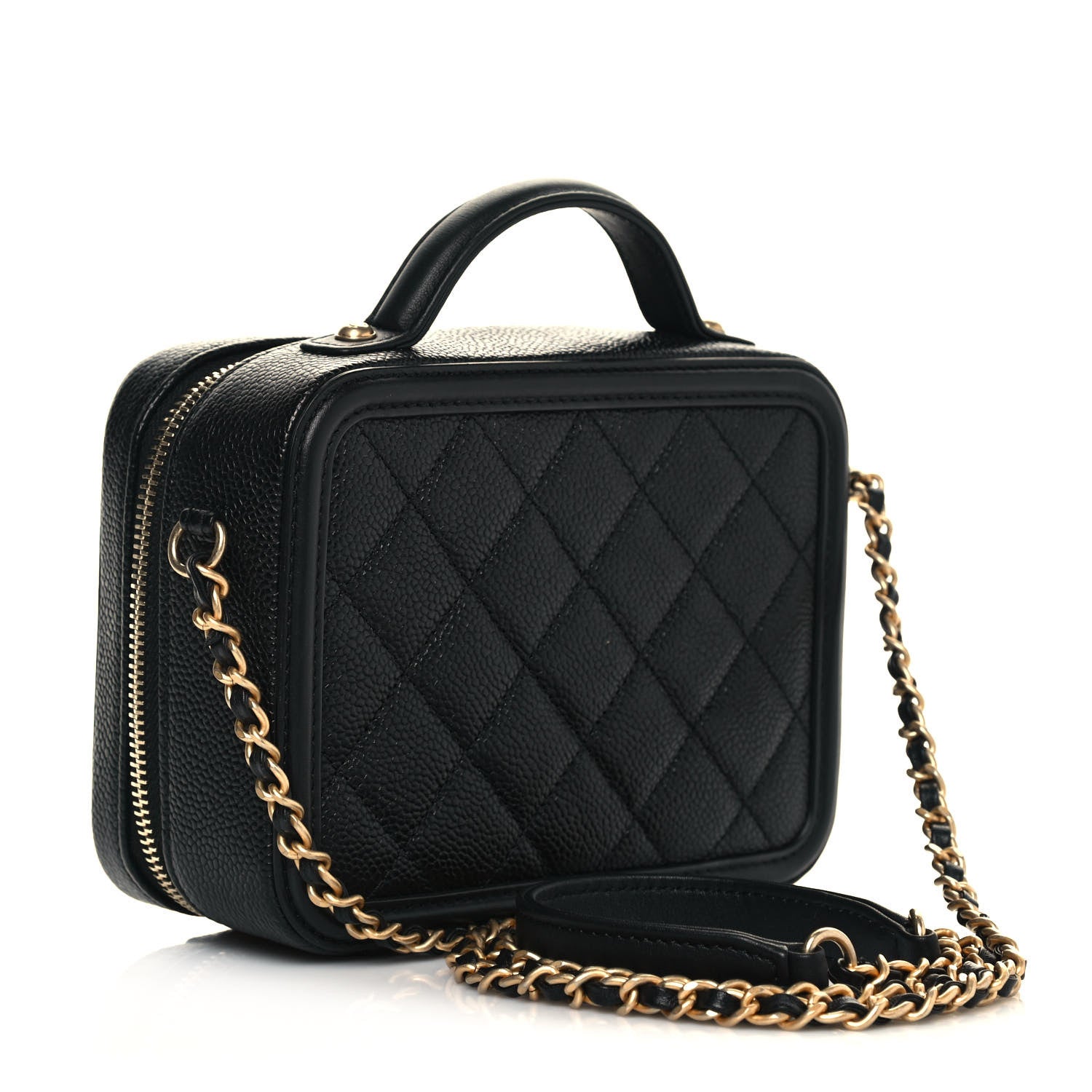 Chanel Caviar Quilted Small CC Filigree Vanity Case Black 3 of 12