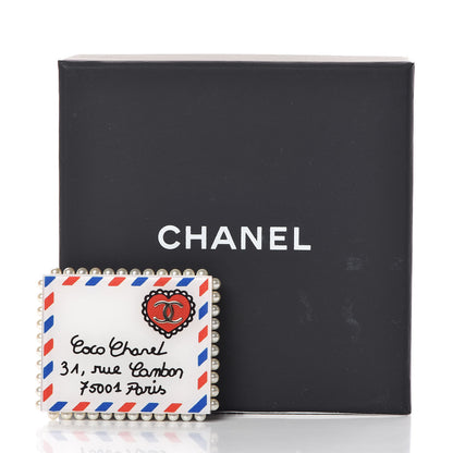 Chanel Resin Pearl Letter Brooch Black White Blue Red 5 of 5