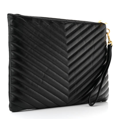 Saint Laurent Calfskin Matelasse Monogram Cassandre Tablet Pouch Black 3 of 11