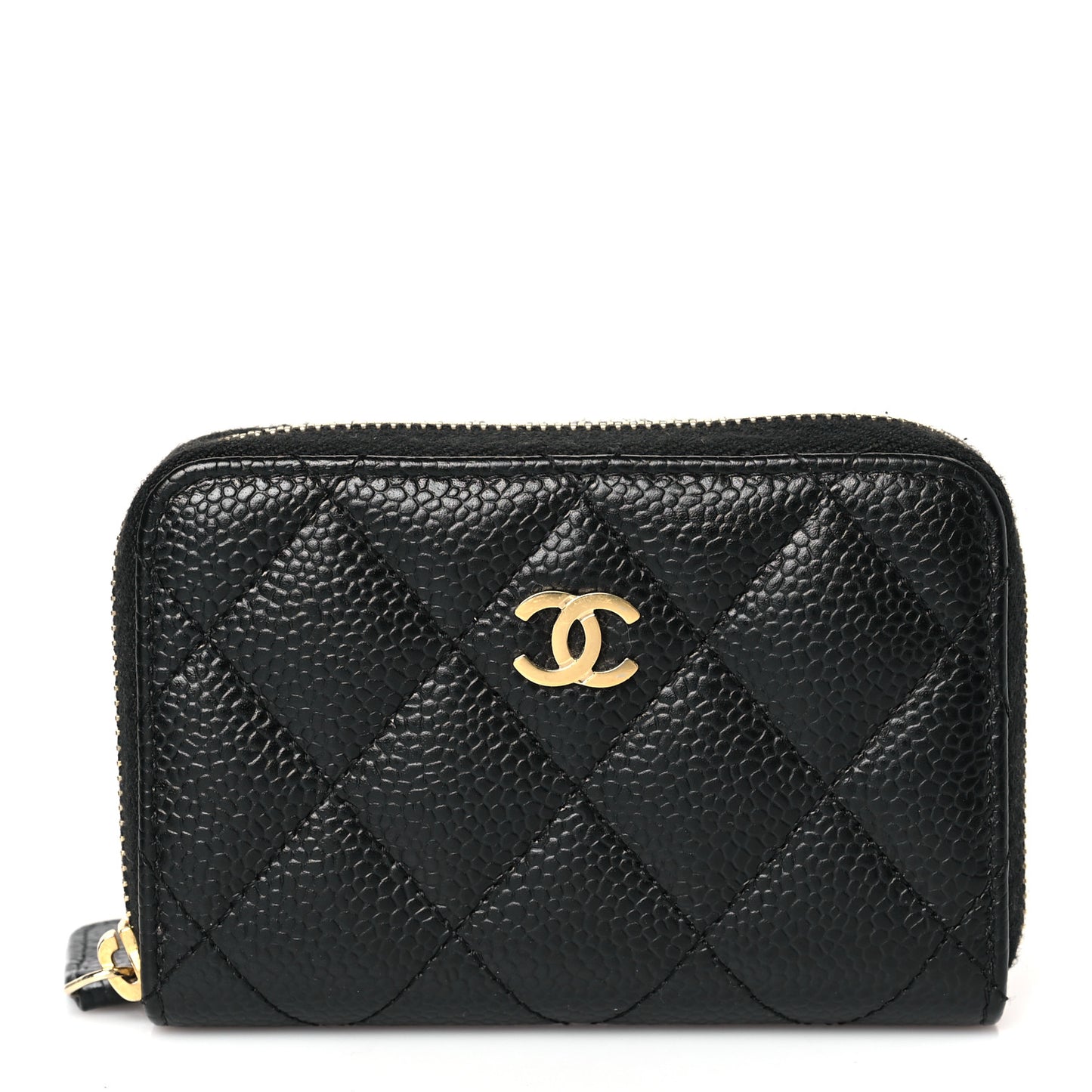 Caviar Quilted Zip Coin Purse Black