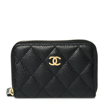 Chanel Caviar Quilted Zip Coin Purse Black 1 of 8