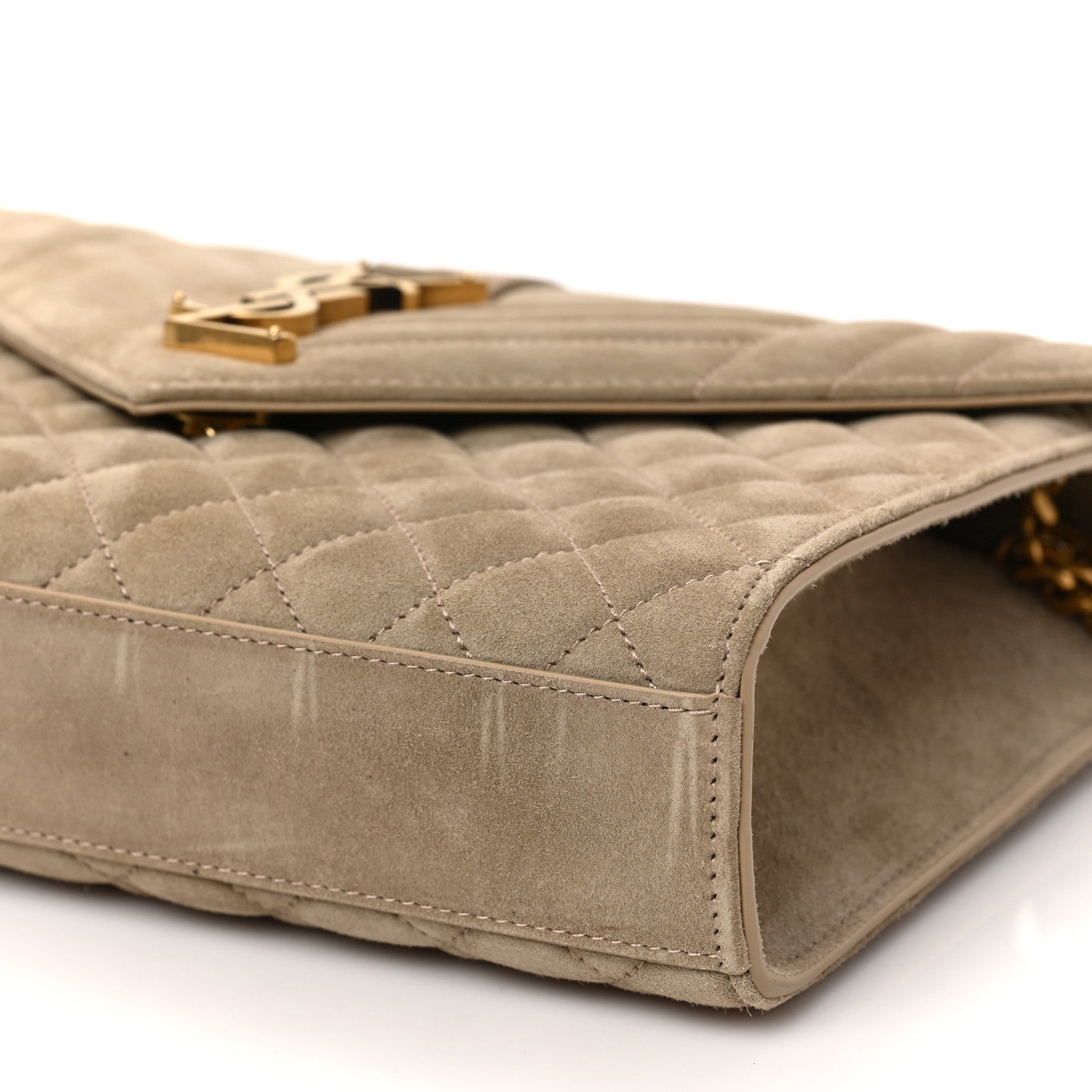 Saint Laurent Suede Mixed Matelasse Triquilt Medium Monogram Envelope Satchel Sea Salt 8 of 8
