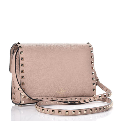 Valentino Garavani Pebbled Calfskin Medium Rockstud Flip Lock Crossbody Bag Poudre 3 of 8