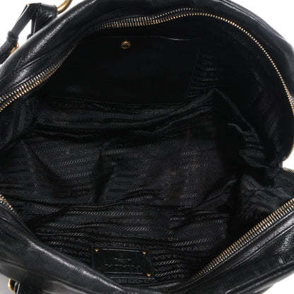 Prada Soft Calf Bowler Bag Black 5 of 10