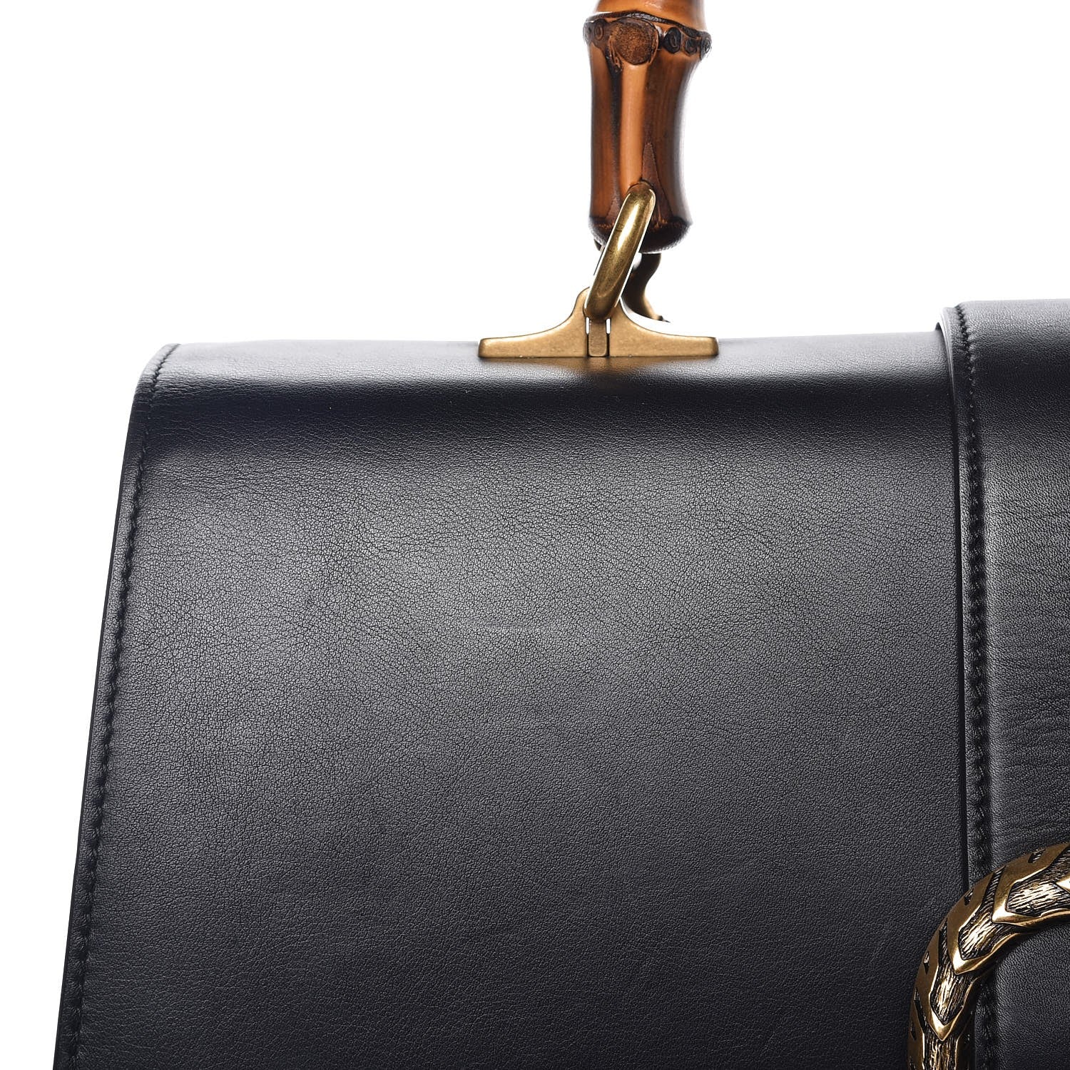 Gucci Moon Calfskin Web Large Dionysus Bamboo Top Handle Bag Black 11 of 15