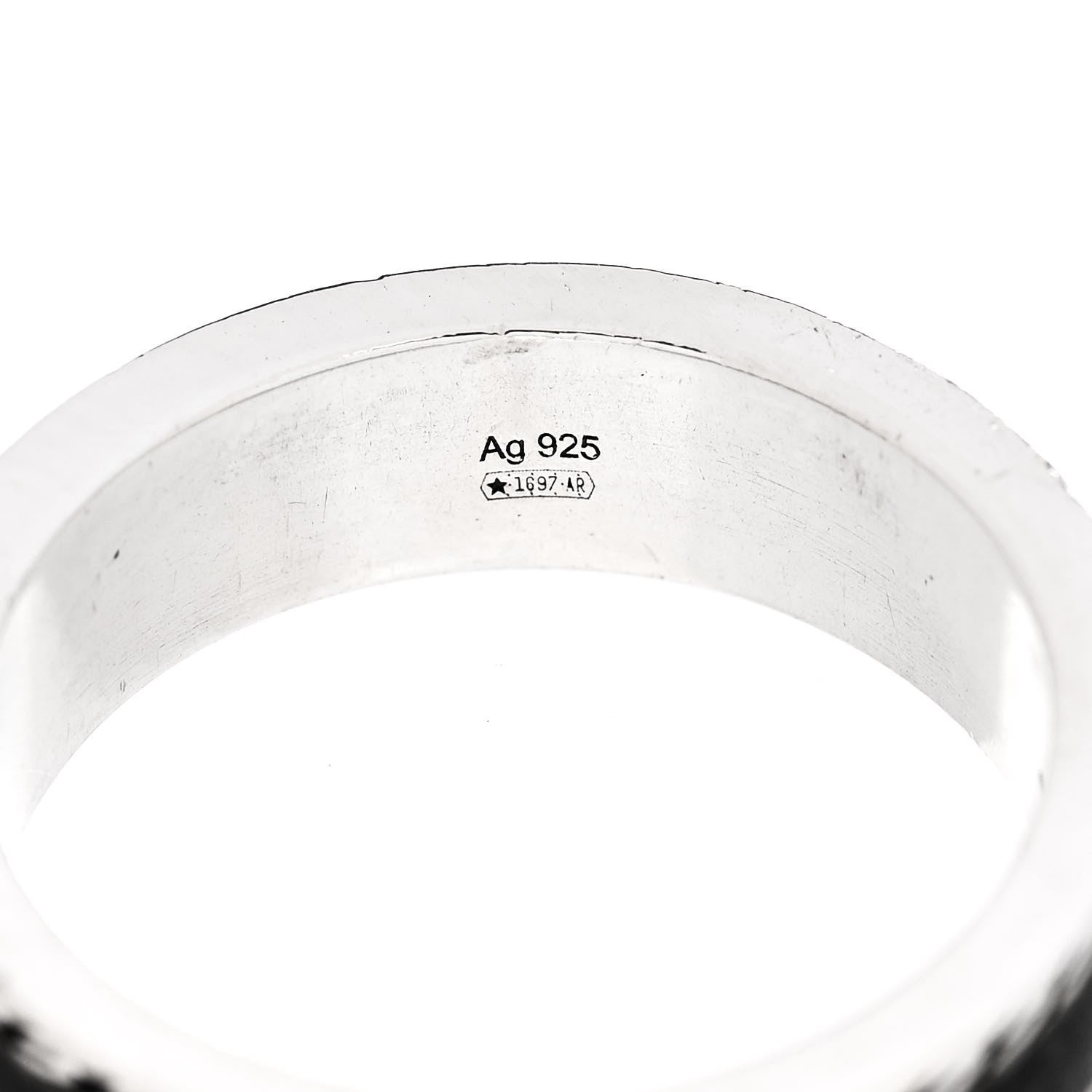 Gucci Sterling Silver Enamel Interlocking G Band Ring 58 8.25 5 of 7