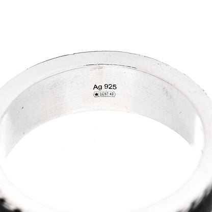 Gucci Sterling Silver Enamel Interlocking G Band Ring 58 8.25 5 of 7