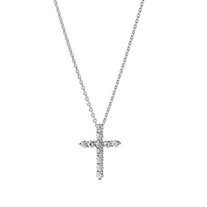 Tiffany Platinum Diamond Small Cross Pendant Necklace 4 of 6