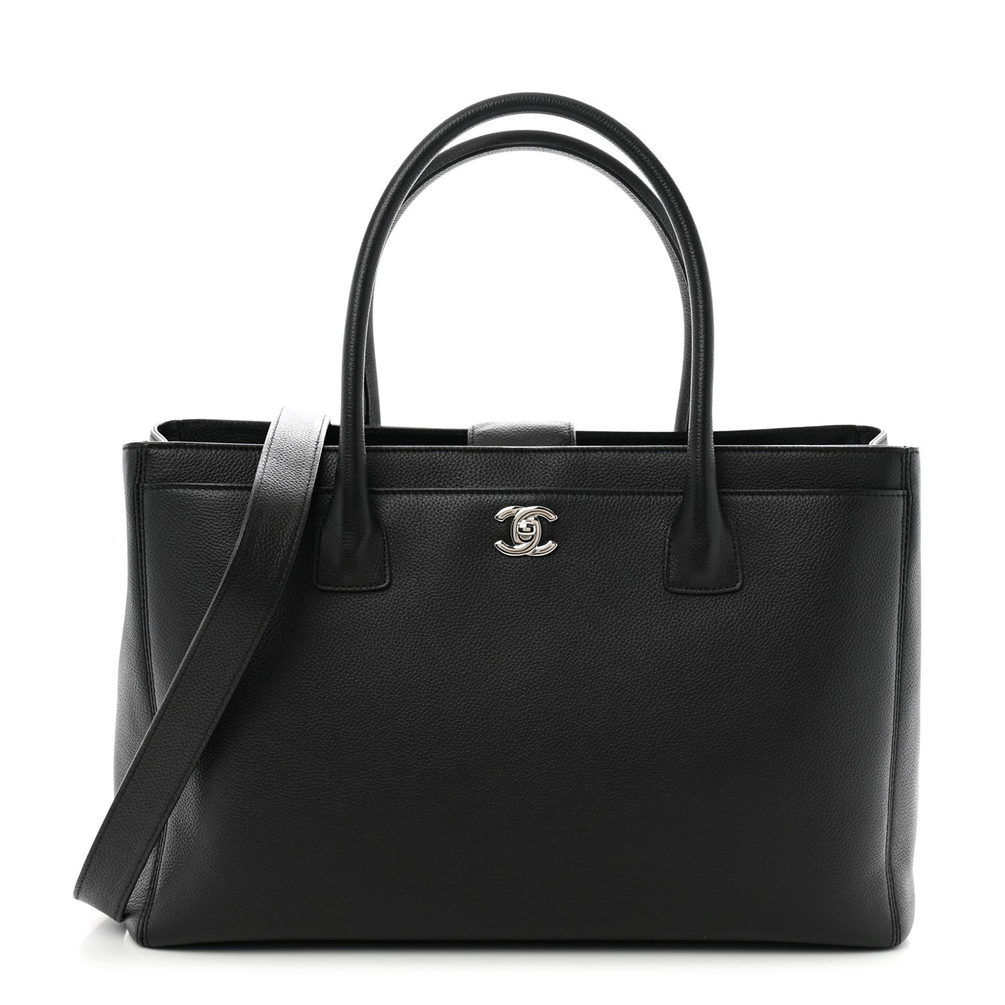 Calfskin Cerf Executive Shopper Tote Black