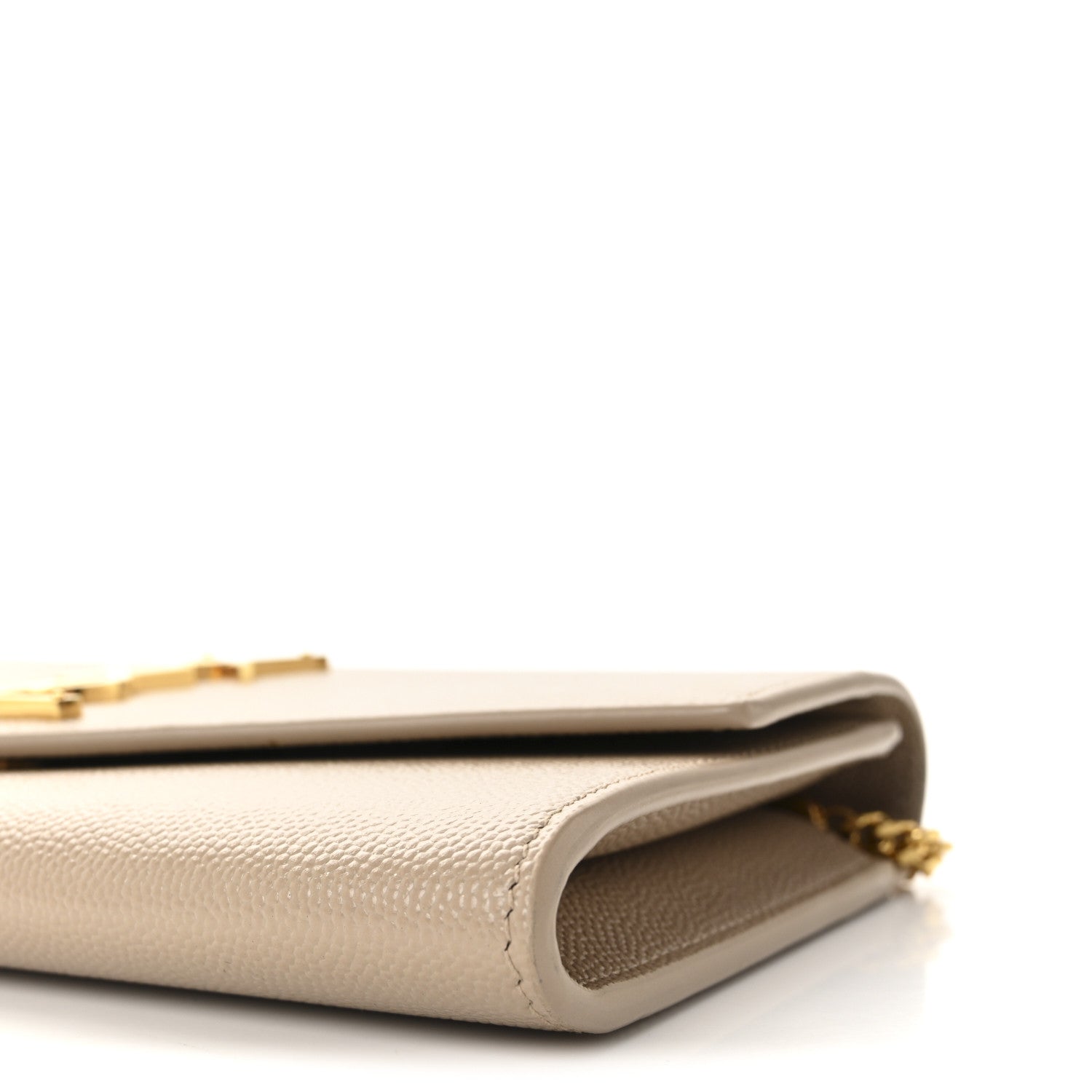 Saint Laurent Grain De Poudre Monogram Uptown Chain Wallet Dark Beige 9 of 10
