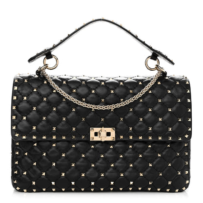 Valentino Garavani Lambskin Large Rockstud Spike Shoulder Bag Black 1 of 11