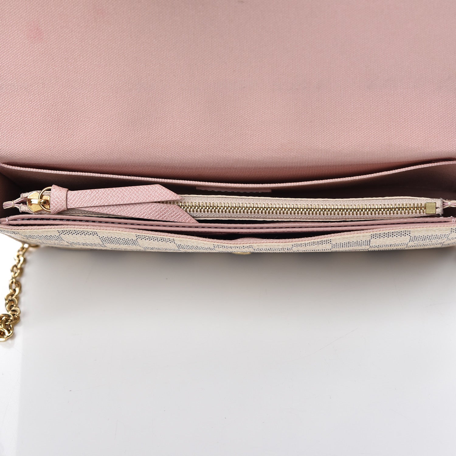 Louis Vuitton Damier Azur Pochette Felicie Chain Wallet Rose Ballerine 6 of 11