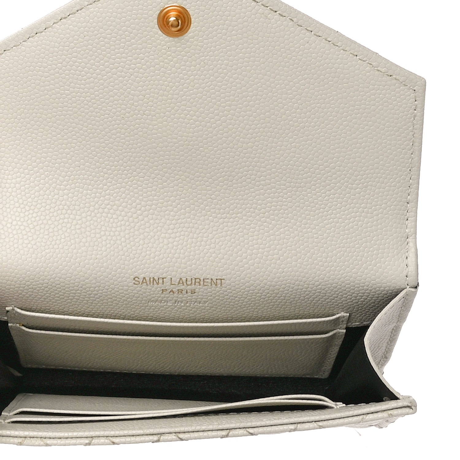 Saint Laurent Grain De Poudre Textured Mixed Matelasse Triquilt Small Monogram Envelope Wallet Blanc Vintage 5 of 13