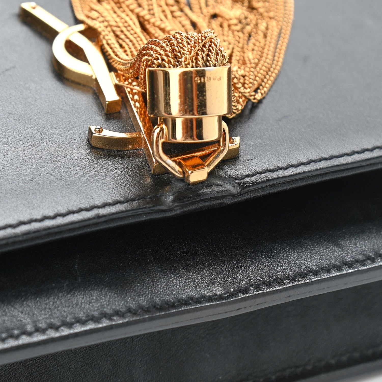 Saint Laurent Smooth Calfskin Classic Monogram Kate Tassel Chain Wallet Black 9 of 15
