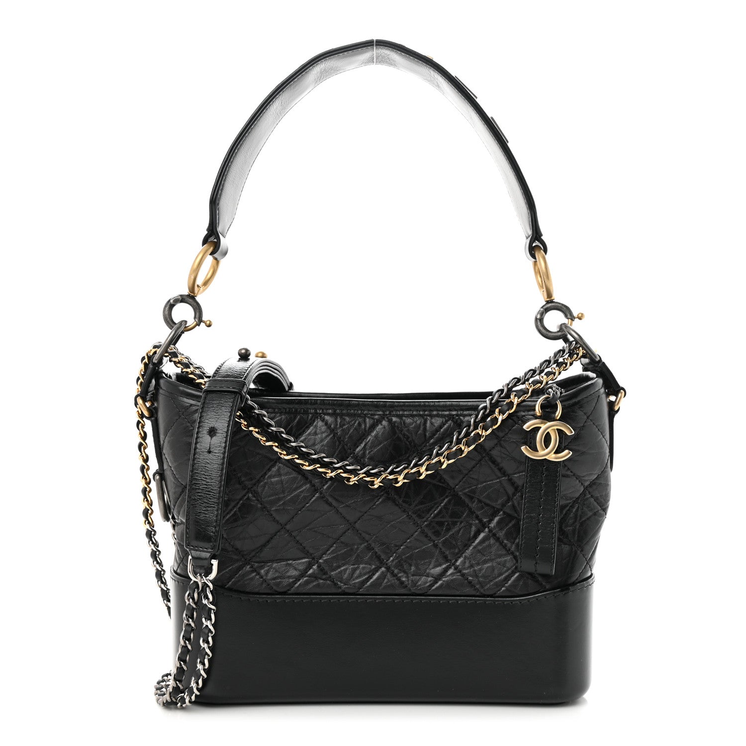 Chanel Aged Smooth Calfskin Quilted Medium Gabrielle Logo Hobo Black 1 of 10