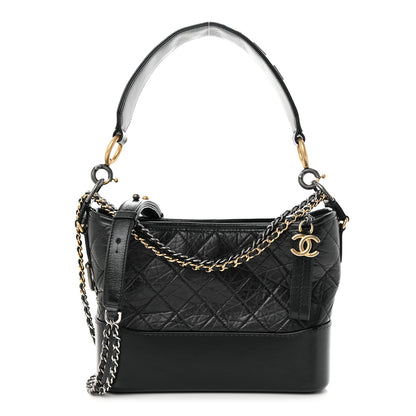 Chanel Aged Smooth Calfskin Quilted Medium Gabrielle Logo Hobo Black 1 of 10