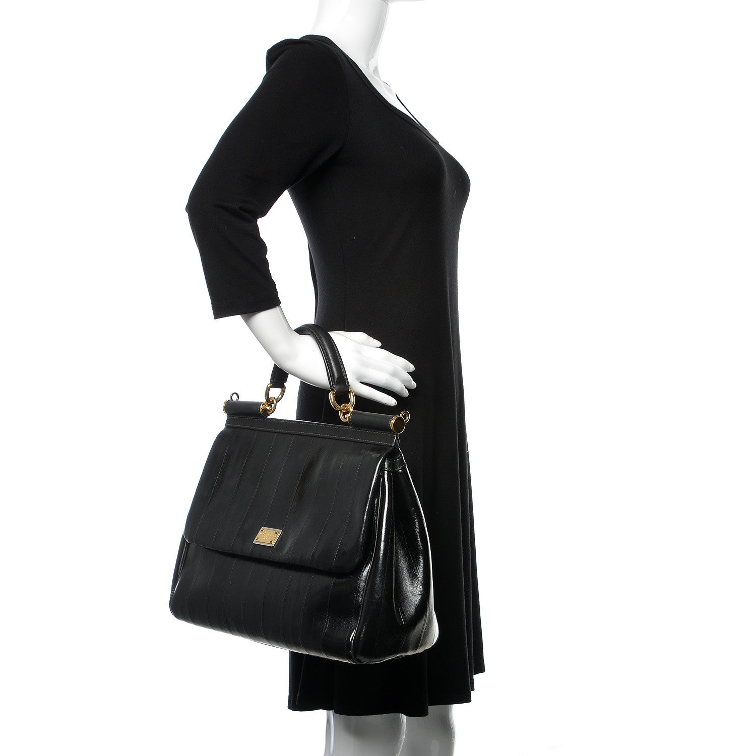 Dolce & Gabbana Eel Large Miss Sicily Satchel Black 3 of 16
