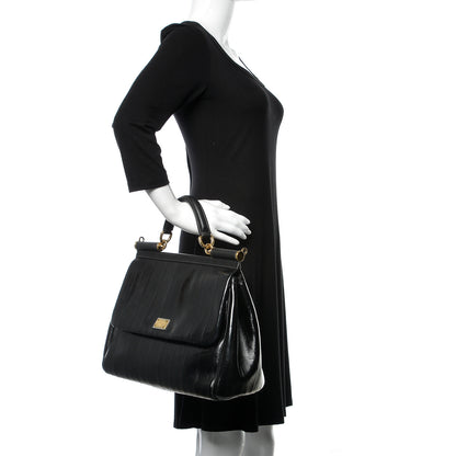 Dolce & Gabbana Eel Large Miss Sicily Satchel Black 3 of 16