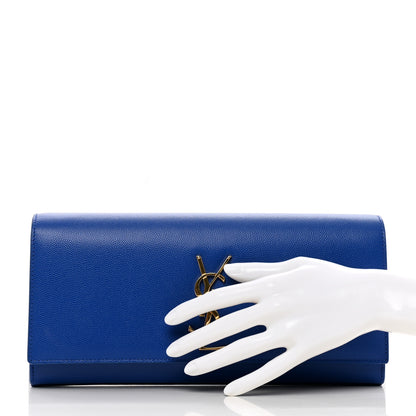 Saint Laurent Grain De Poudre Classic Monogram Cassandre Clutch Blue Majorelle 2 of 7