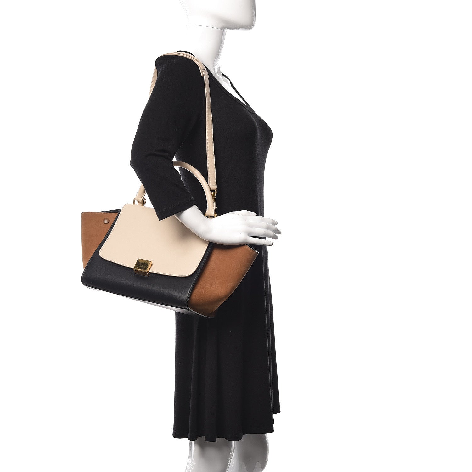 Celine Smooth Calfskin Suede Small Tri-Color Trapeze White 2 of 8