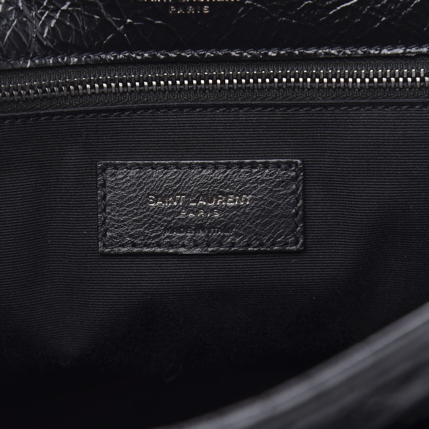 Crinkled Calfskin Matelasse Monogram Large Niki Chain Satchel Black