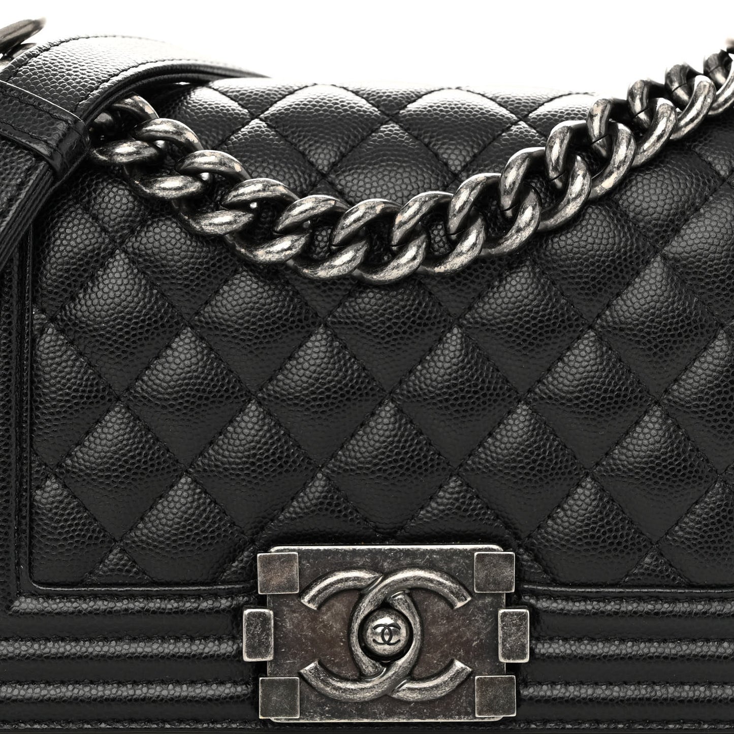 Caviar Quilted Small Boy Flap Black