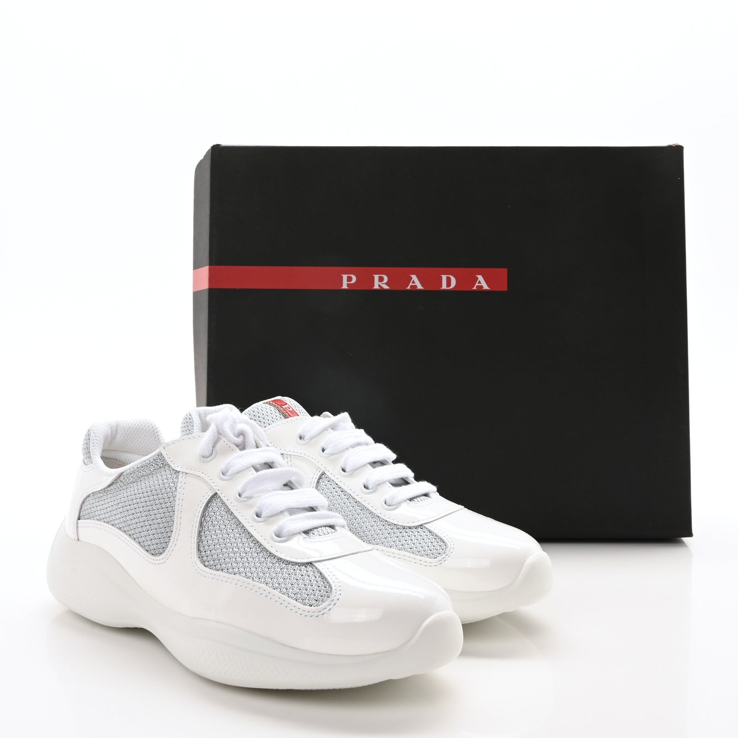 Vernice Soft Mesh America's Cup Biker Sneakers 36 White Argento