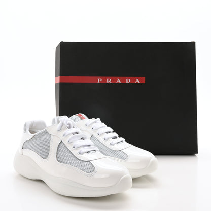 Prada Vernice Soft Mesh America's Cup Biker Sneakers 36 White Argento 8 of 8