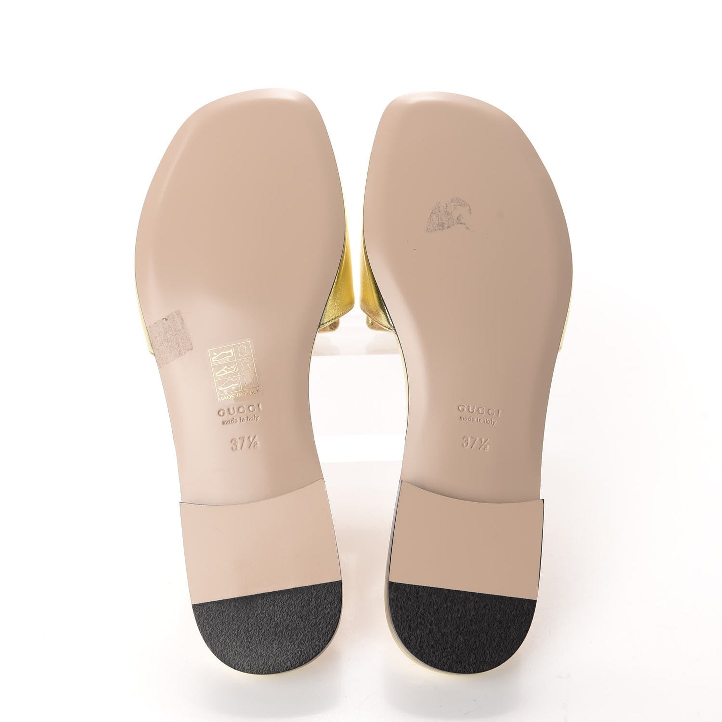 Metallic Nappa Crystal Square G Madelyn Slide Sandals 37.5 Gold