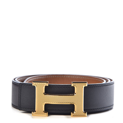 Hermes Box Epsom 32mm Guilloche H Belt 90 Black Gold 1 of 8