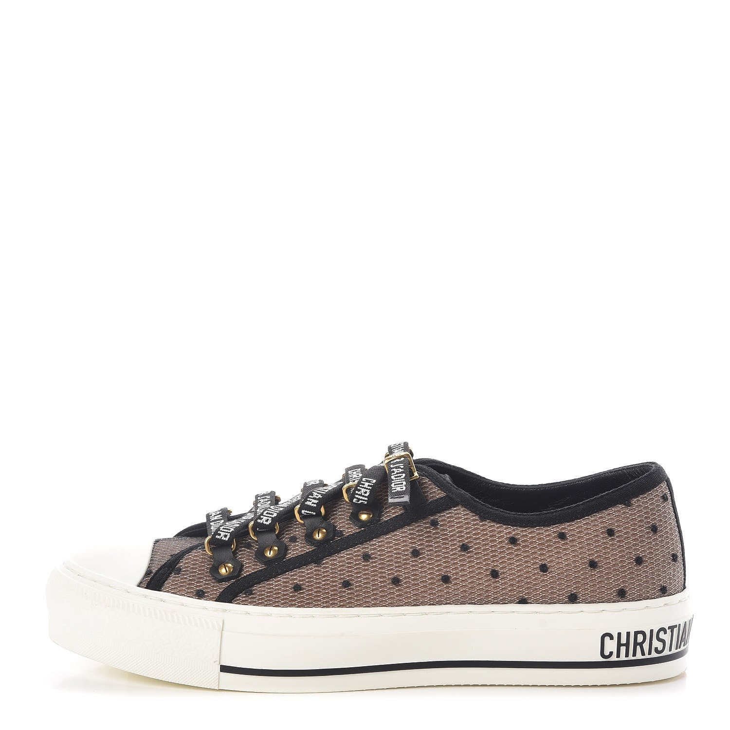 Christian Dior Mesh Plumetis Walk'n Dior Low Top Sneakers 38 Nude 1 of 8