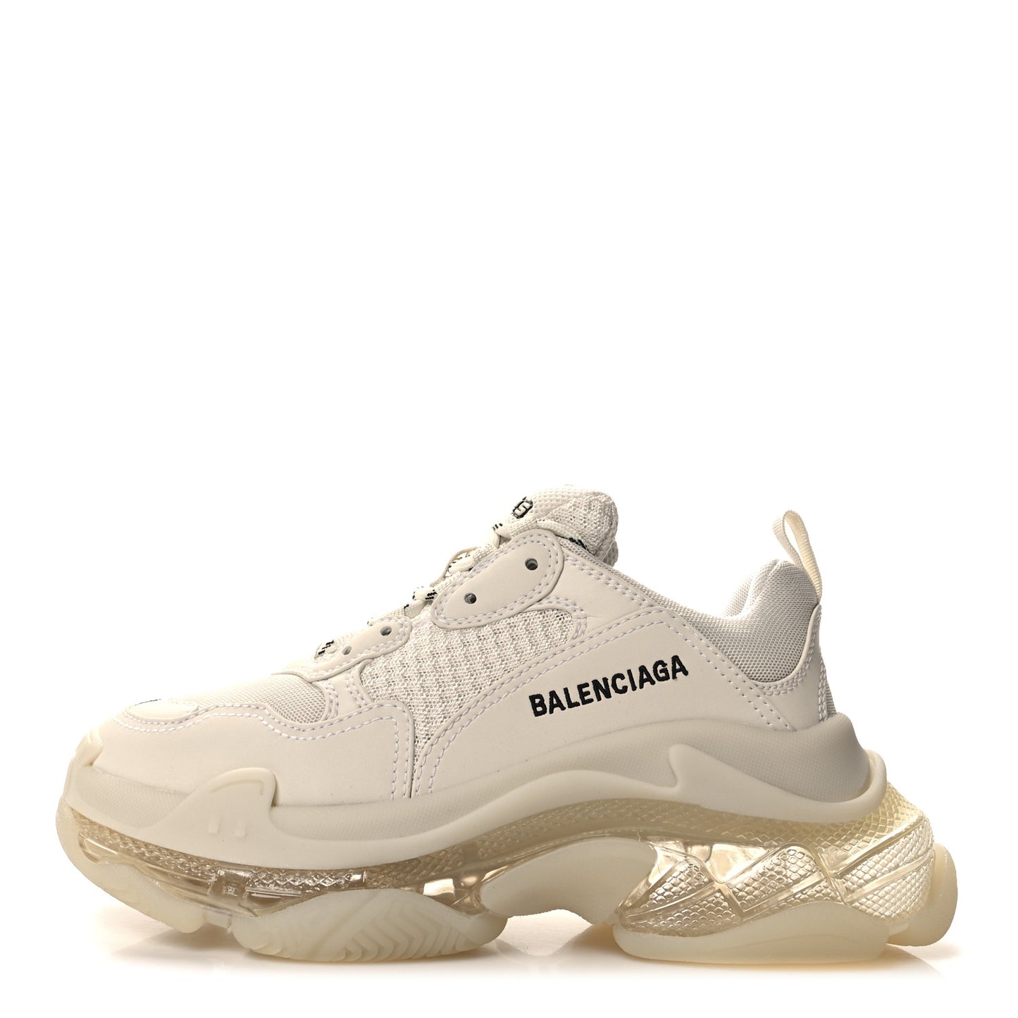 Fabric Mesh Clear Sole Womens Triple S Sneakers 37 Light Beige