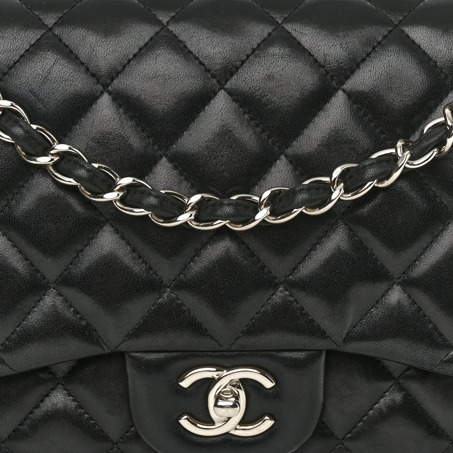 Chanel Lambskin Quilted Jumbo Double Flap Black 7 of 14