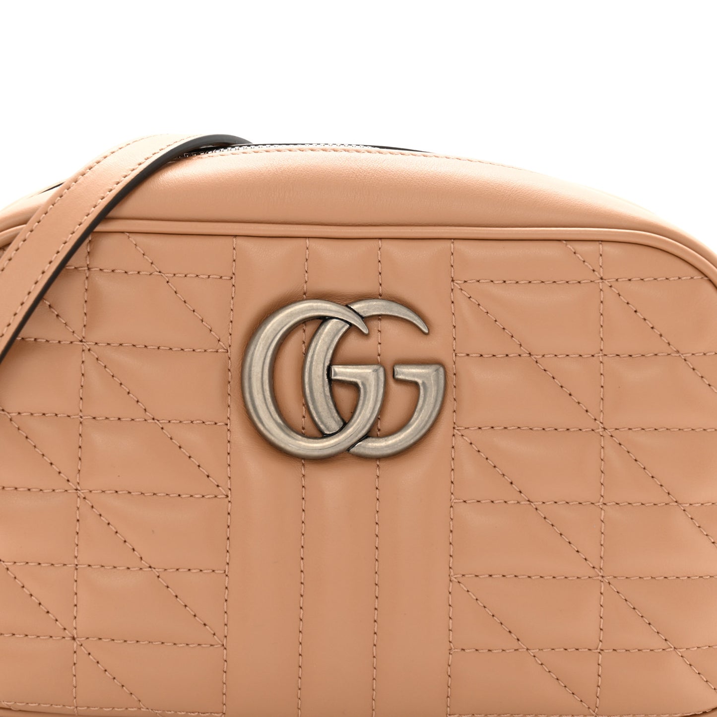 Calfskin Matelasse Aria Small GG Marmont Chain Shoulder Bag Camelia
