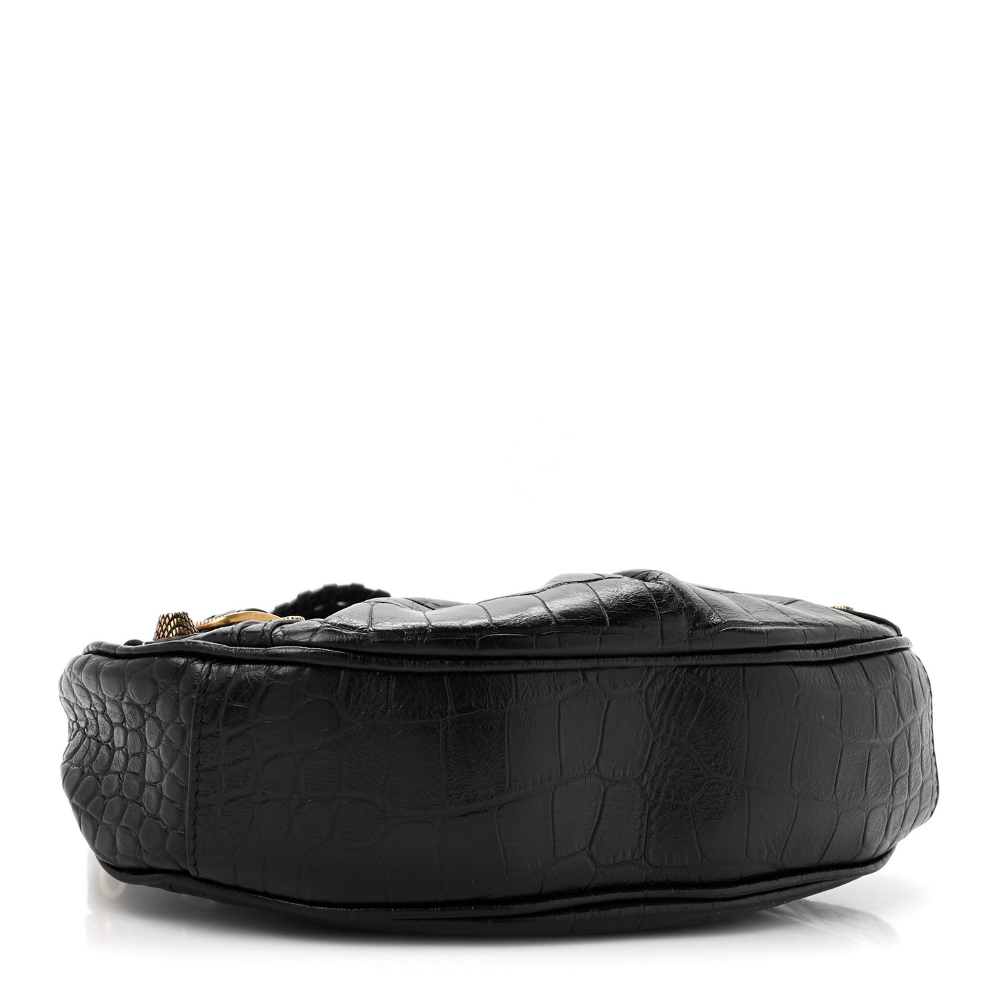 Extra Supple Calfskin Crocodile Embossed Le Cagole Shoulder Bag XS Black