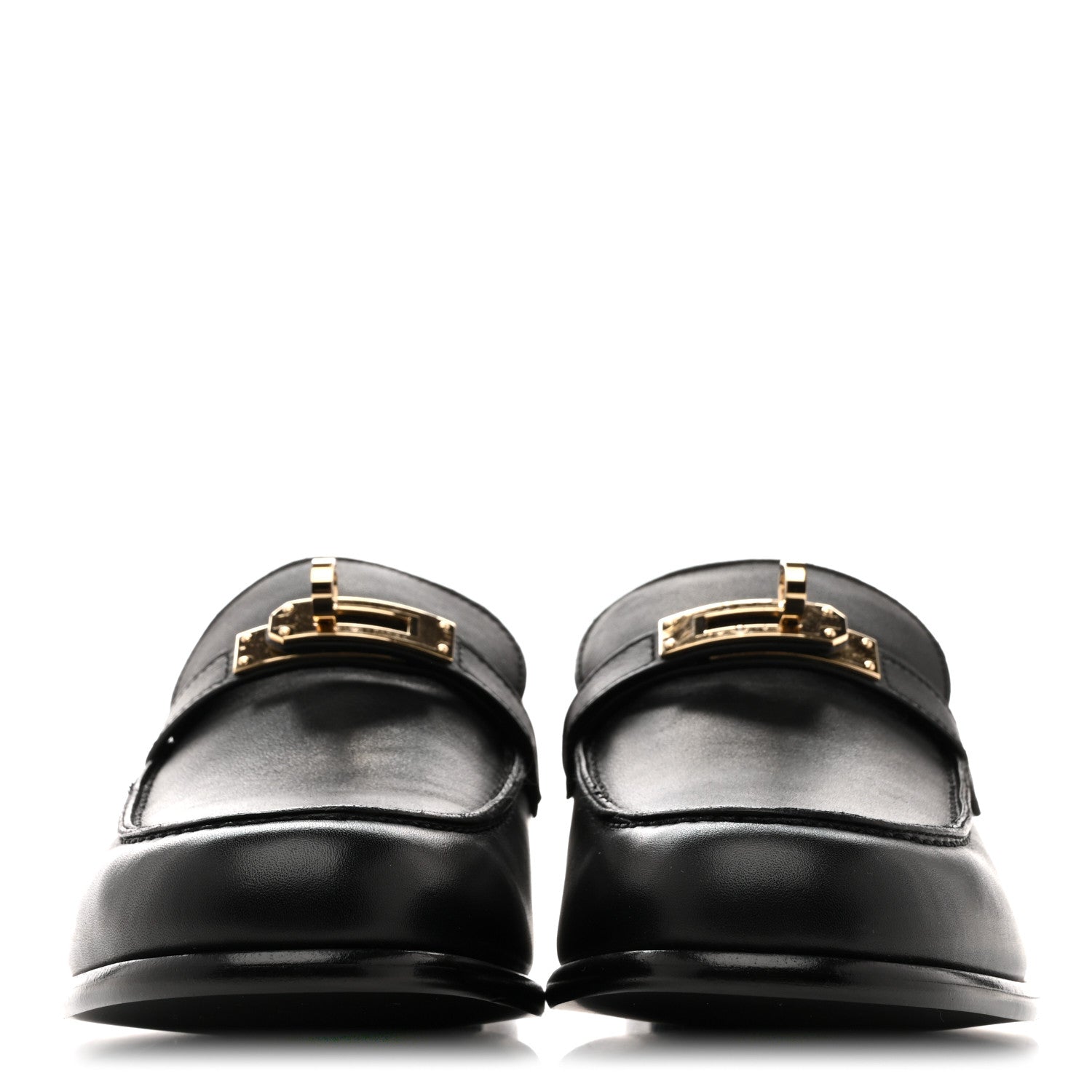 Hermes Calfskin Womens Destin Loafers 38.5 Black 3 of 10