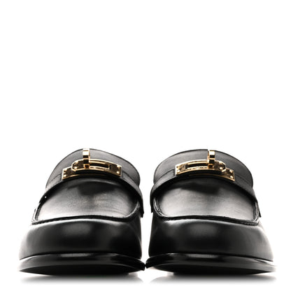Hermes Calfskin Womens Destin Loafers 38.5 Black 3 of 10