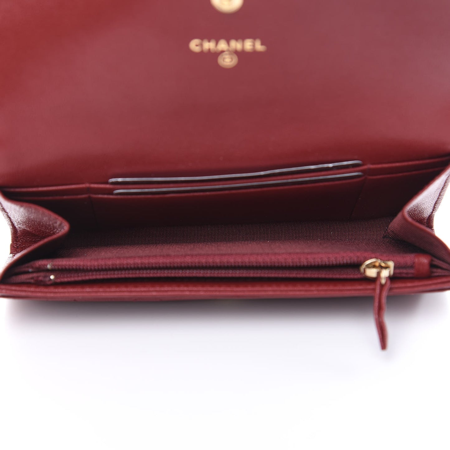 Lambskin Quilted Medium 19 Flap Wallet Burgundy