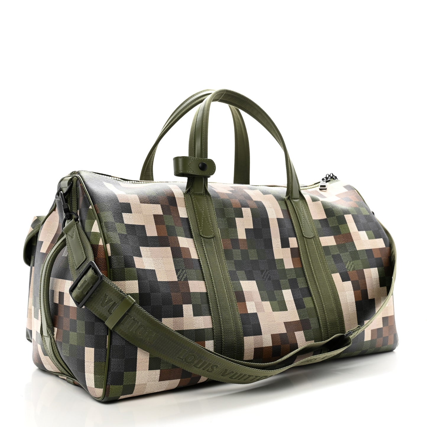 Damoflage Studded LV Trail Keepall Bandouliere 55 Green