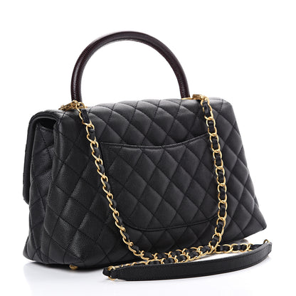 Chanel Caviar Lizard Embossed Quilted Small Coco Handle Flap Black 2 of 11