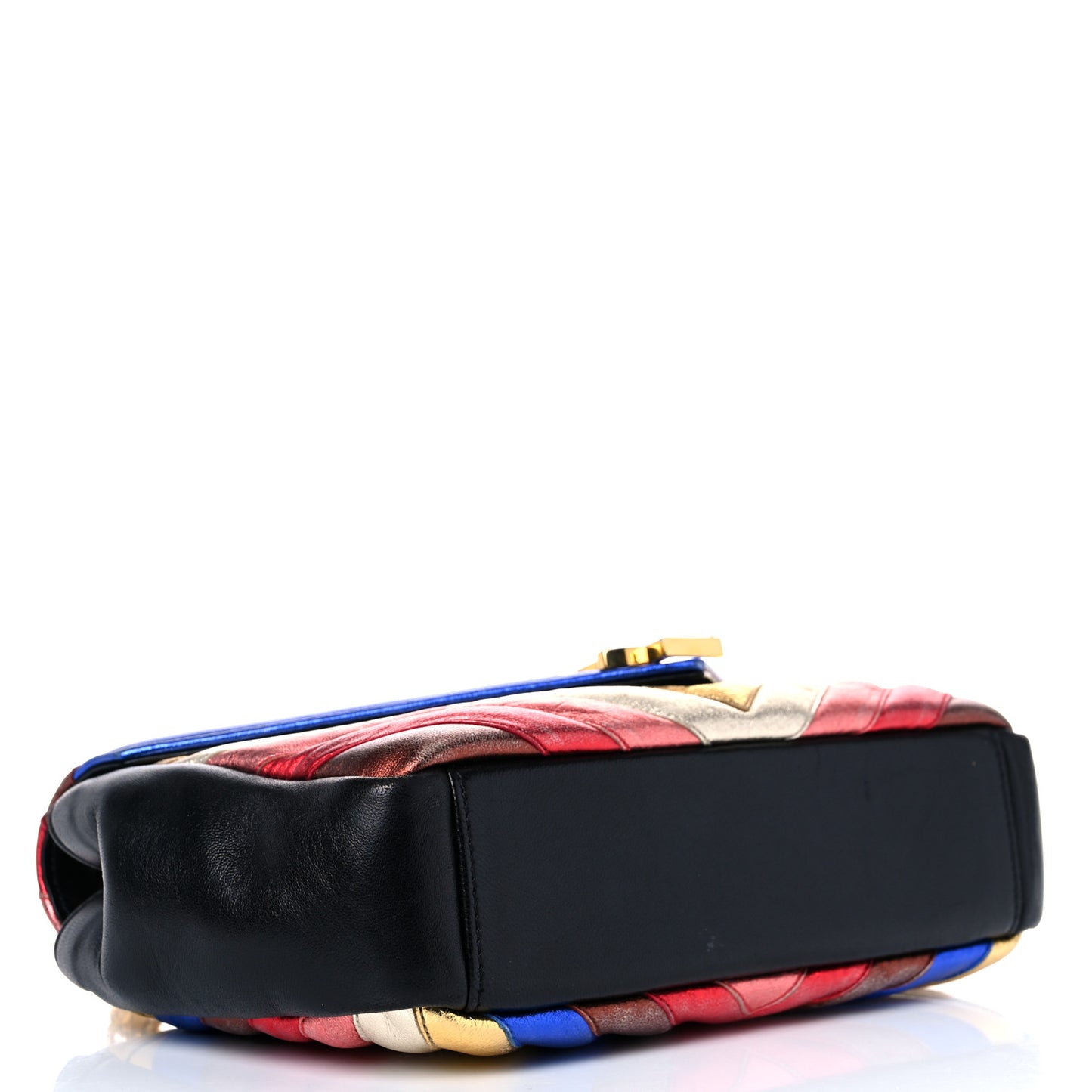 Metallic Calfskin Matelasse Chevron Monogram Medium College Satchel Multicolor