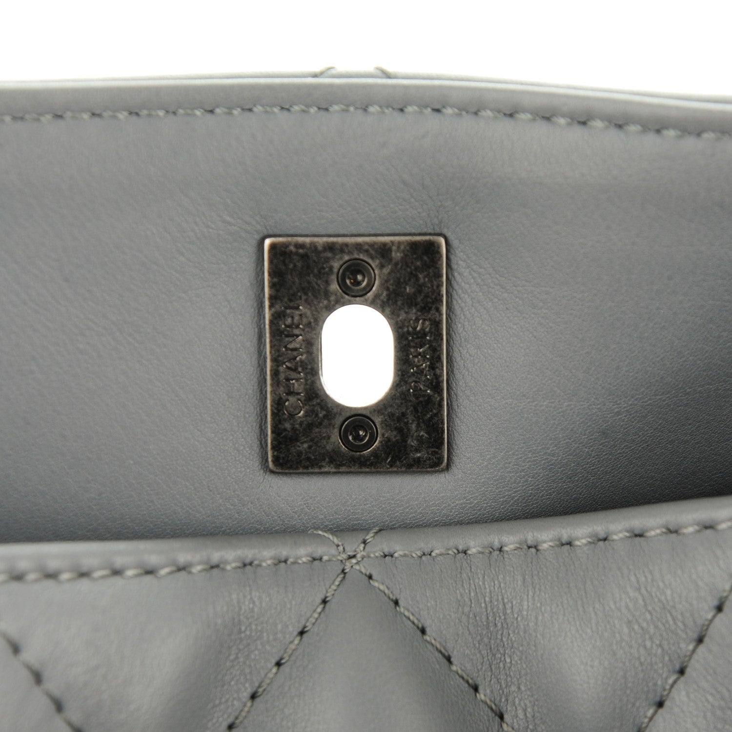 Chanel Calfskin Quilted Small Shopping In Chains Tote Light Grey 6 of 8