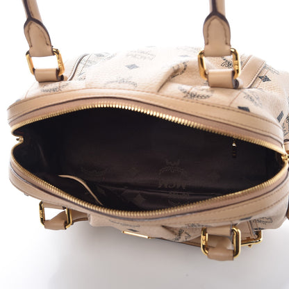 MCM Visetos Vintage Boston Satchel Beige 5 of 9