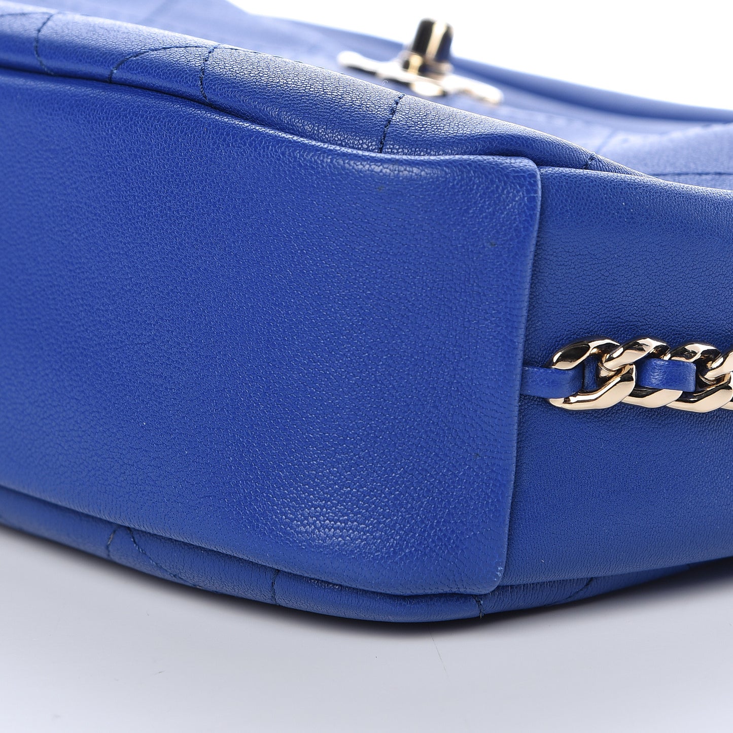 Goatskin Quilted Large Casual Trip Camera Case Blue