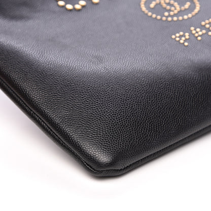 Chanel Caviar Studded Medium Deauville Pouch Black 10 of 11
