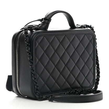 Chanel Lambskin Quilted Medium CC Filigree Vanity Case Black 3 of 11