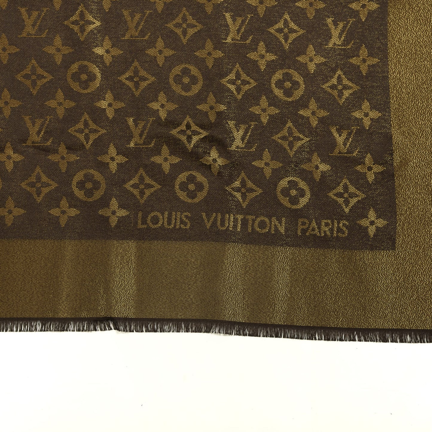Silk Lurex Wool Monogram Shine Shawl Brown