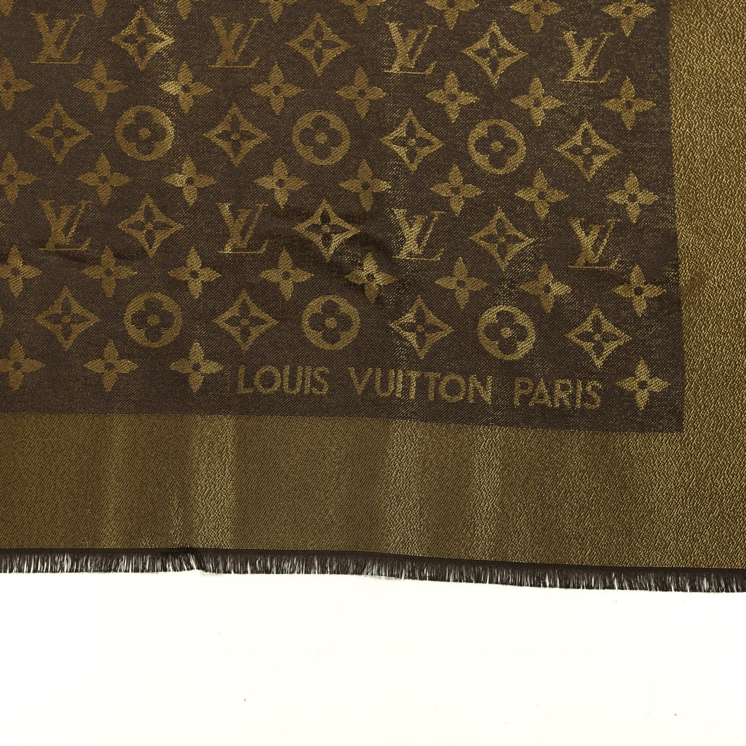 Louis Vuitton Silk Lurex Wool Monogram Shine Shawl Brown 2 of 3