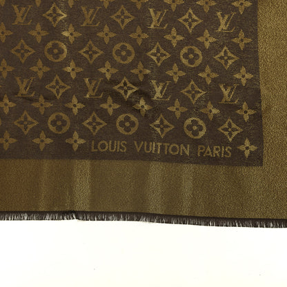 Louis Vuitton Silk Lurex Wool Monogram Shine Shawl Brown 2 of 3