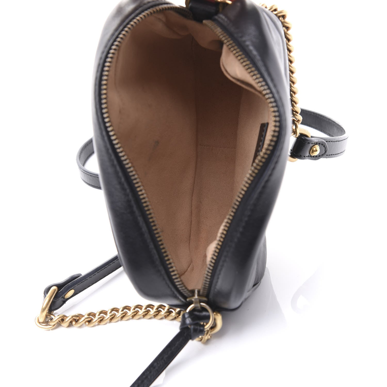 Gucci Calfskin Matelasse Mini GG Marmont Chain Shoulder Bag Black 4 of 13